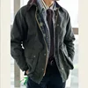 Gddqsdc Vintage Hunting Wax Jacket Men's Casual Bbra Workwear Replica Oil Cloth Jacket Zipper 1