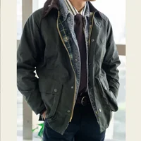 Gddqsdc Vintage Hunting Wax Jacket Men's Casual Bbra Workwear Replica Oil Cloth Jacket Zipper 1
