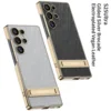 GKK Cross Grain Leather Holder Case For Samsung Galaxy S25 S24 Ultra Luxury Plating Protective Cover For Galaxy S25 Ultra Case 5