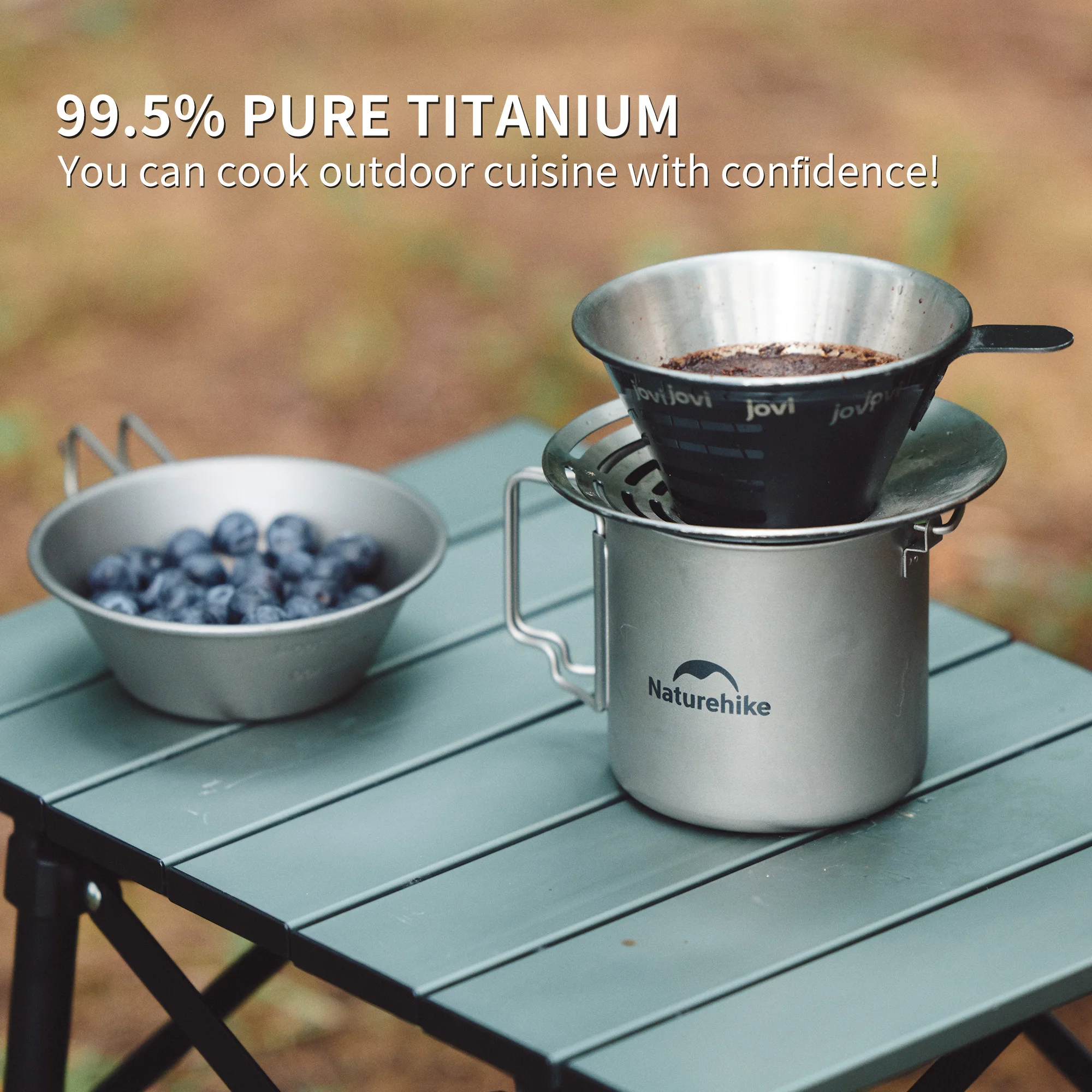 Naturehike Ti02 Ti02 650ml 900ml Titanium Hanging Pot Outdoor Camping Hiking Backpacking Picnic BBQ Portable Folding Cup Pan
