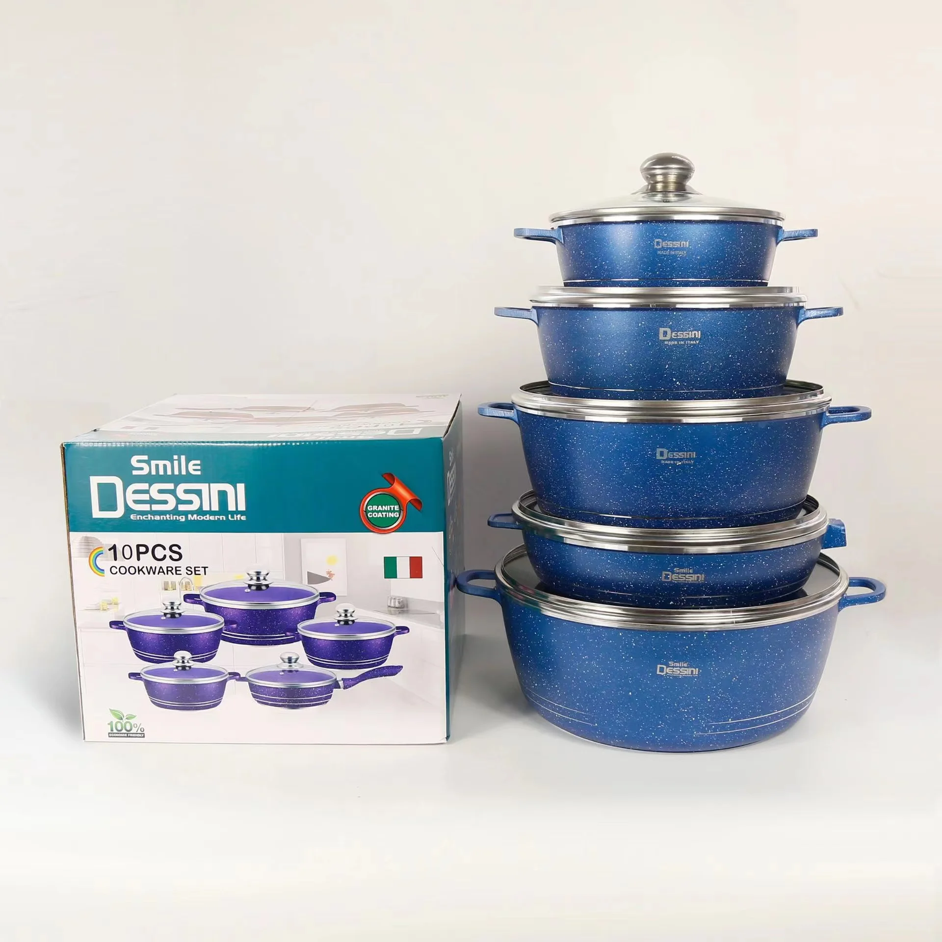 Granite Casserole Set Aluminum Ceramic Coating Stewpot 10PCS Cookware Set -  China Casserole and Dessini price