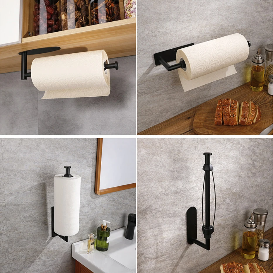 Bathroom Toilet Paper Holder Kitchen Roll Holder Wood Toilet Tissue Hanger  Towel Storage Shelf Wall-mounted Cabinet Rag Rack - AliExpress