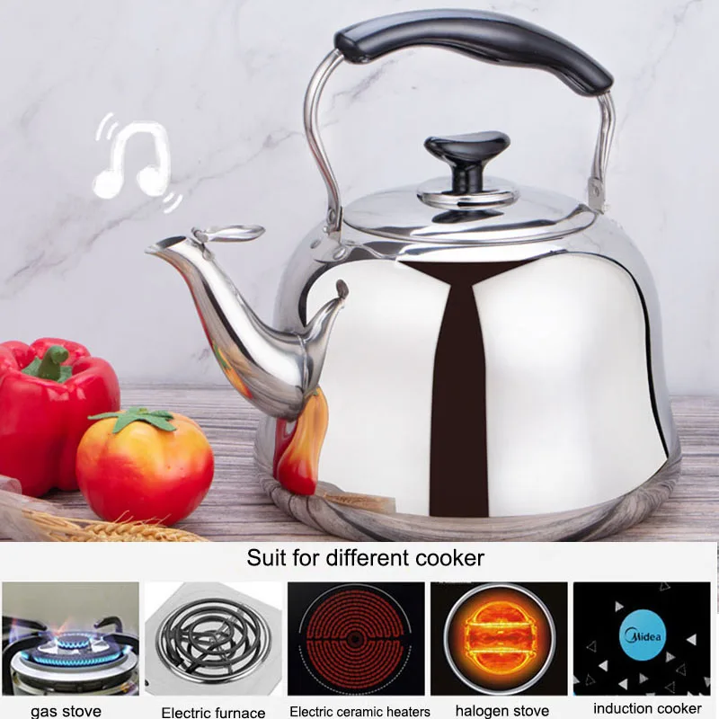 304 Stainless Steel Whistling Kettle Gas Induction Cooker Water Pot Household Gas Kettle Creative Teapot 1.5/2/3/4/5/6L whistling teapot folding kettle
