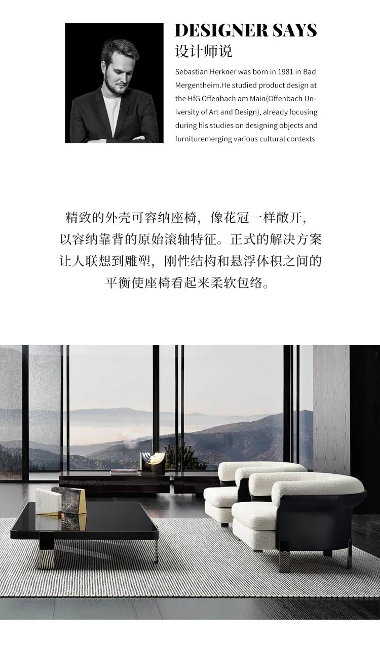 Description Picture 3 of itemDesigner Italian Living Room Chairs Sofa Armchair Lounge Minimalist Living Room Chairs Grey Luxury Poltrone Da Salotto Furniture