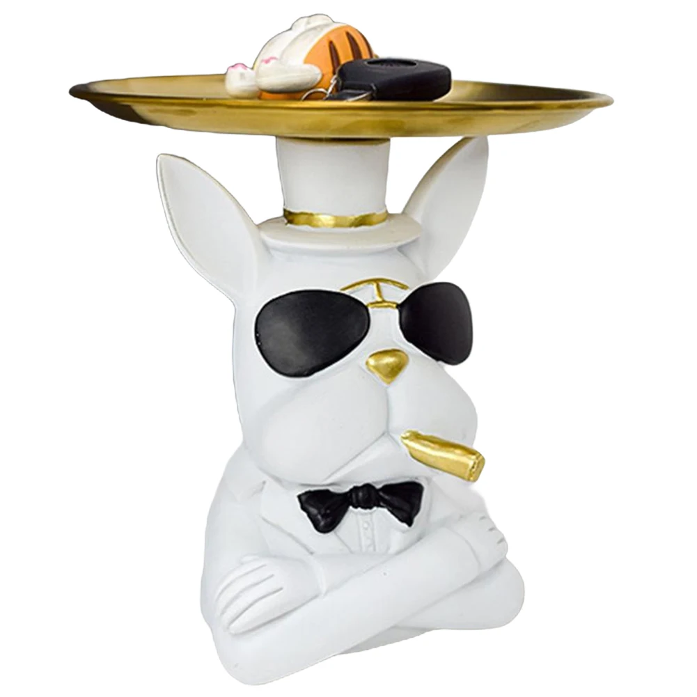 

Настольный поднос для хранения в виде бульдога, функциональное хранилище ручной работы, Декор для дома, монета, статуэтка в виде животного