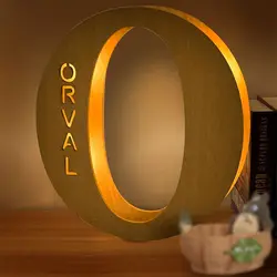 Custom LED Night Light with Personalized Engraved Name - Warm Light (28cm - O)