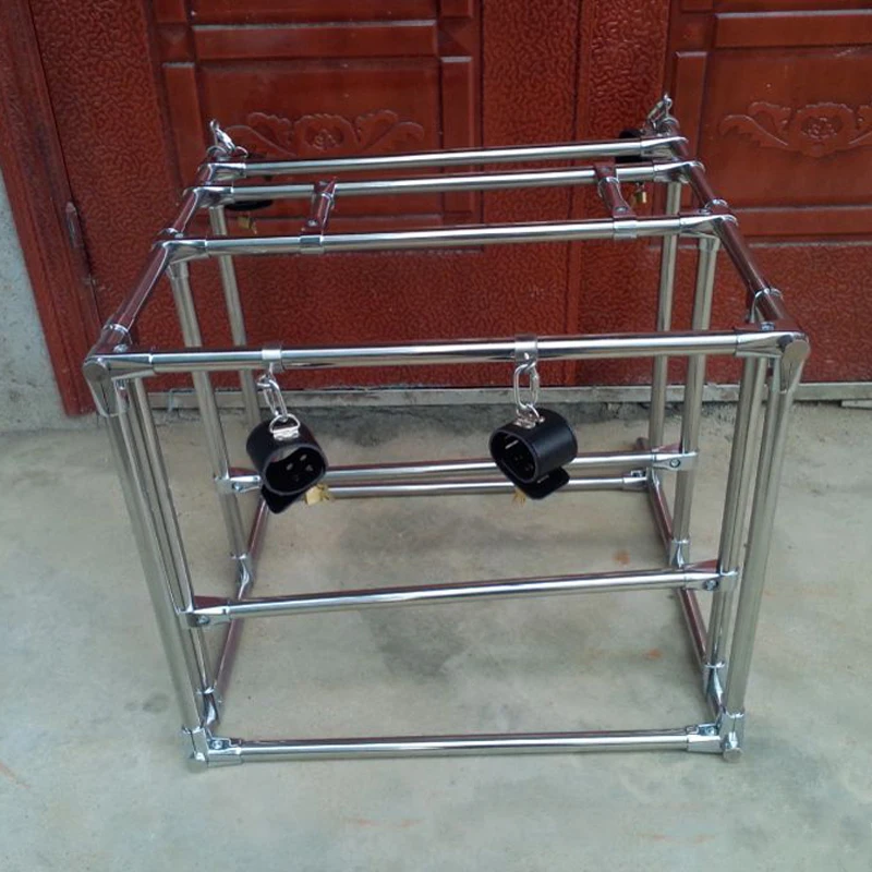 Lussuoso Set di Contenimento in Acciaio Inossidabile: Barra Divaricatrice, Telaio per Bondage, Manette in Pelle per Polsi e Caviglie, Giochi BDSM, Sex Toy, Arredamento - immagine 4