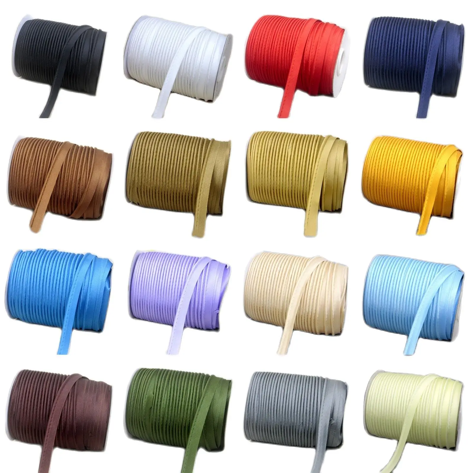 1/2"(12mm) Polyester Satin Bias Piping Binding Tape Cord DIY Patchwork Craft Supplies Material Sewing Accessories Silk Satin Ribbons Doll Handmade Accessories