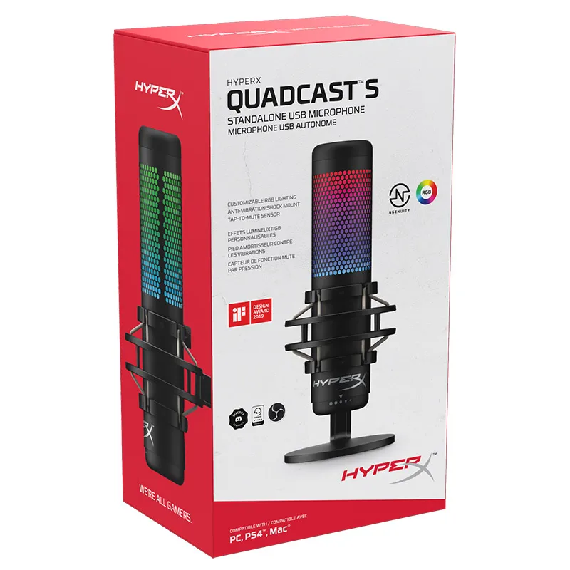 Original HyperX QuadCast S Professional Electronic Sports Microphone  Computer Live Microphone RGB Microphone Device Voice Game
