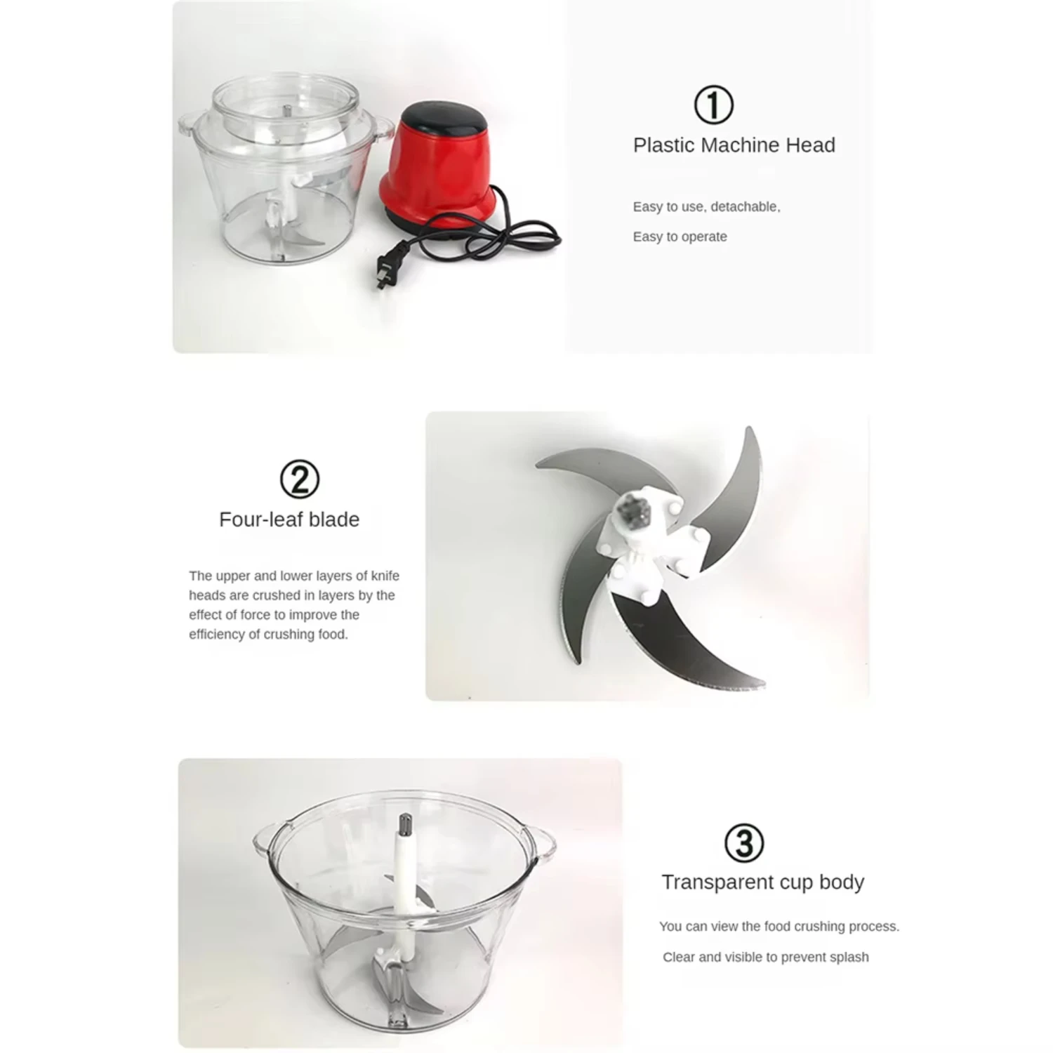 2L Meat Grinder Garlic Vegetable Food Processor Machine - Household Auxiliary Meat Slicer Chopper Crusher 5