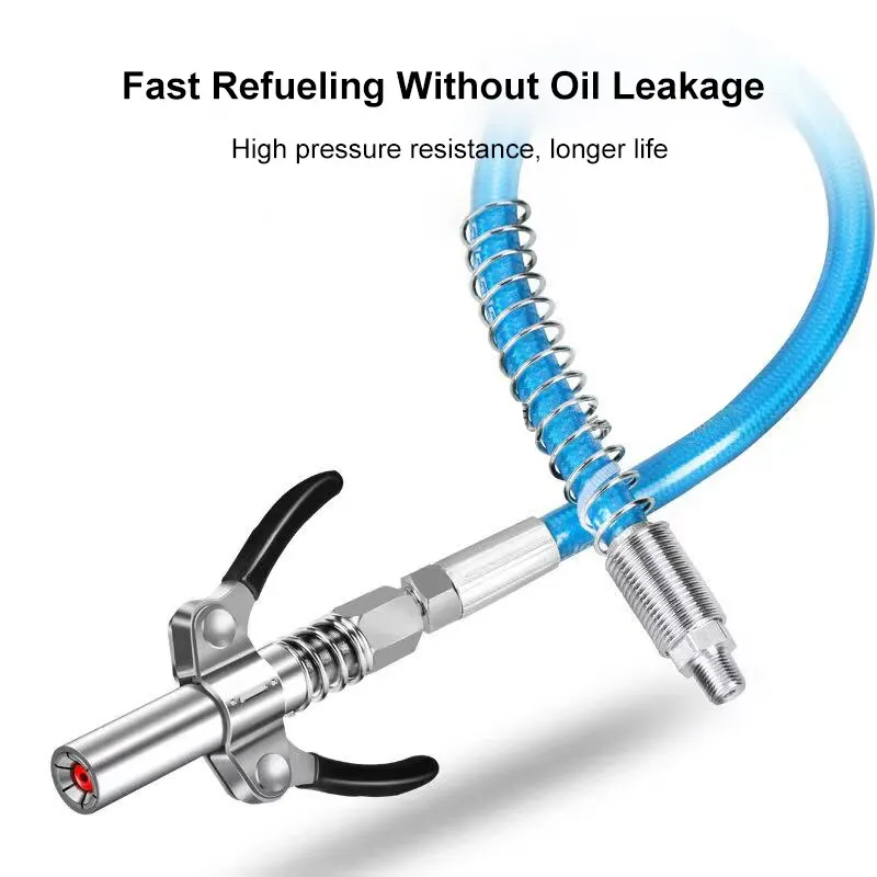 Hose Coupler 10000 PSI Grease Tool Heavy-Duty Quick Lock and Release Double Handle Stainless Steel NPTI/8 Leak-Free