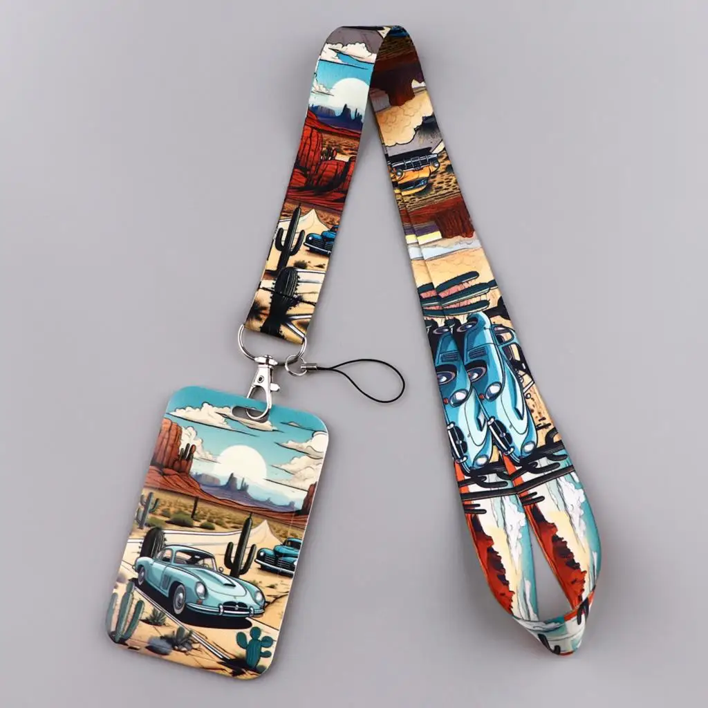 Lemon-Themed Key and ID Badge Holder with Multifunctional Strap Accessories