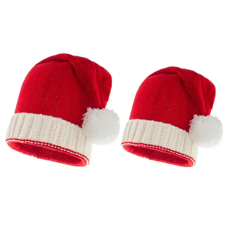 Cute Christmas Knitted Hat Soft Beanie for Adult Kids Santa Hat New Year Party Gift Navidad Xmas Decor Cosplay Accessories