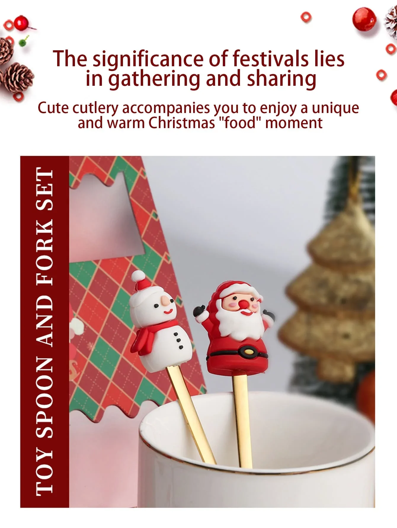 Leeseph Christmas Coffee Spoons Forks Set 6Pcs Stainless Steel Spoon Forks Christmas Gifts for Kids Red Green Gift Box Set stainless steel spoon cutlery set
