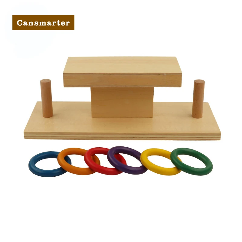 Montessori Wooden Kids Toys Ring Slide Pedagogical Kids Educational Game Early Learning Tool