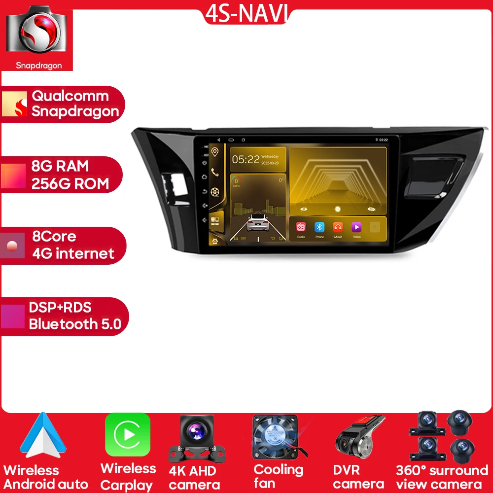 

Android For Toyota Corolla Ralink 2013 2014 2015 2016 Carplay Android auto 360 cameras Multimedia Video Player GPS DVD MP5