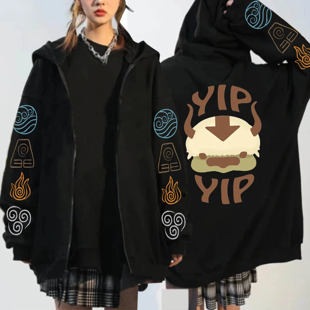 

NEW Women Cute Appa Yip Avatar The Last Airbender Zipper Hoodies Harajuku Oversized Pullover Korean Version Men Zipper Jacket C