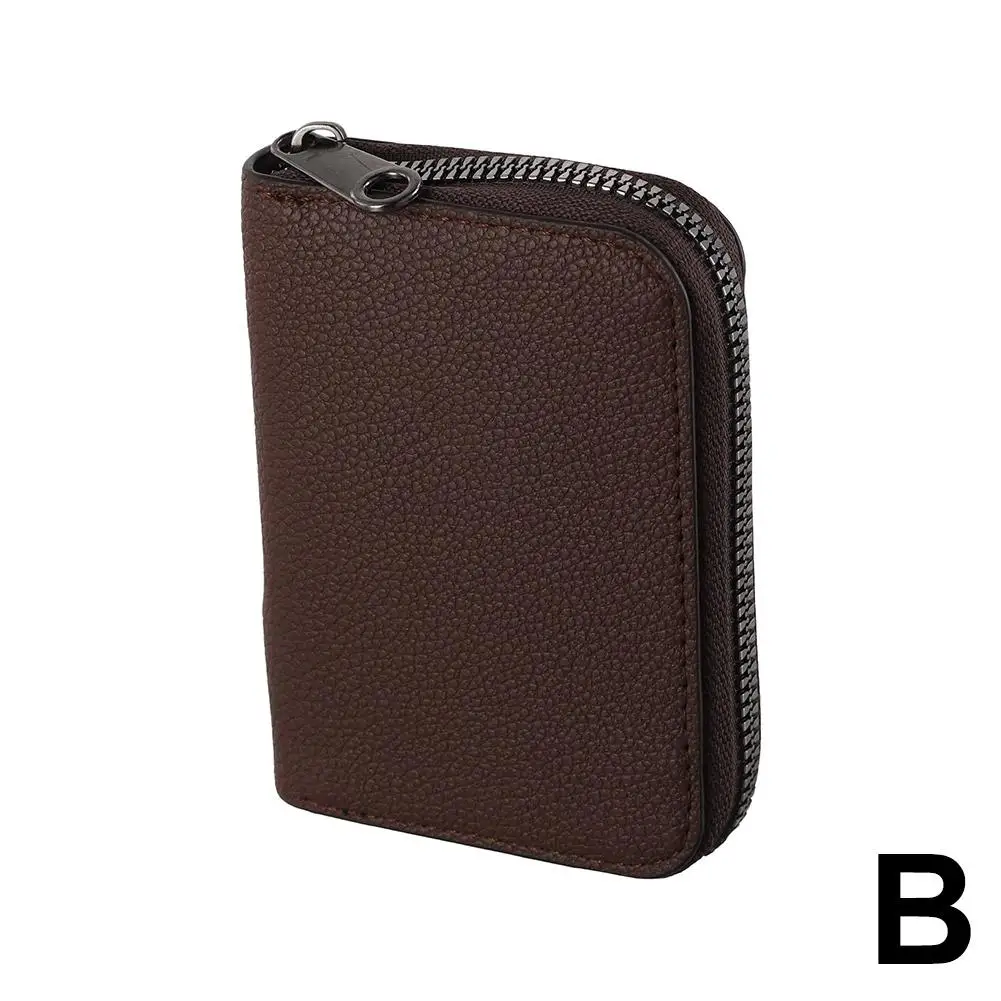 Mehrfach-Kartenhalter Vintage Kleine Geldbörse für Damen und Herren Geschäfts-Bankkarten-Etui Münzbeutel aus Massivem Leder mit Reißverschluss – Detail 13
