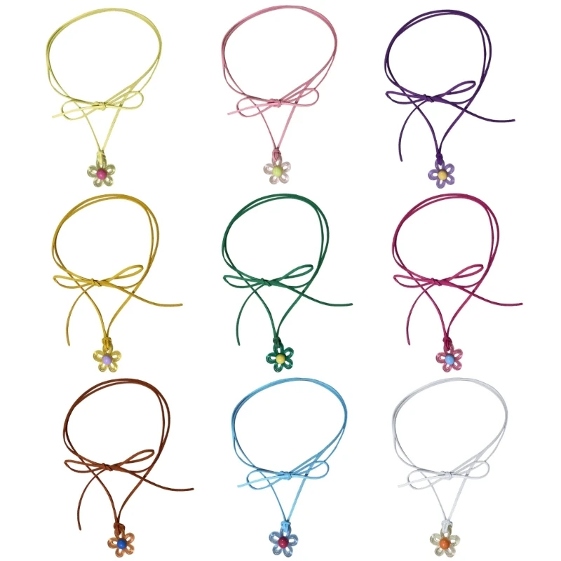 

Unique Colorful Flower Clavicle Elegant Floral Collar Necklace Tie Up Chain Dropship