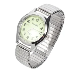 Couples Watch Wrist Watch Luminous Big Number Dial Stretch Band Watch Easy Read Elastic Strap Wristwatch Bracelet Men