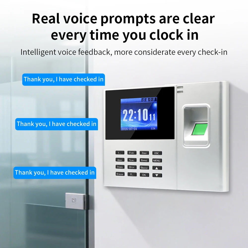출석 시계 장치 지능형 지문 인식 125KHZ 번호 시계 기계 사무실 간단한 출석 장치 USB 데이터 내보내기