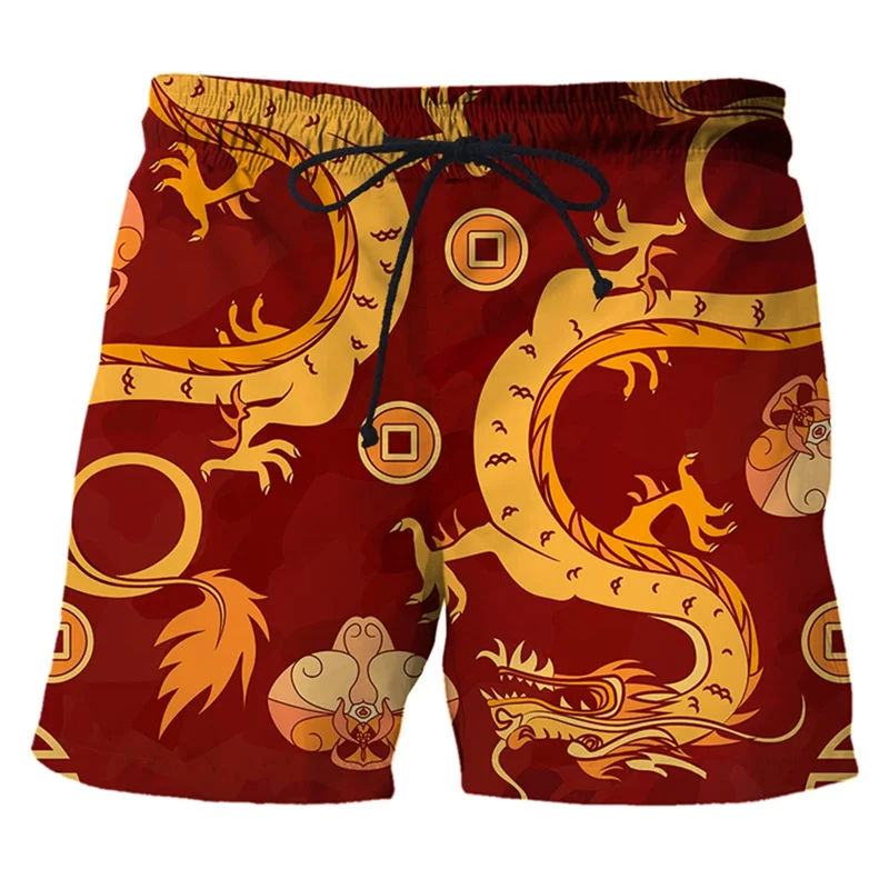 Chinese Dragon 3d Print Swim Trunks For Men Hawaiian Beach Shorts Loose Quick Dry Surf Board Shorts Swimwear Street Short Pants 4