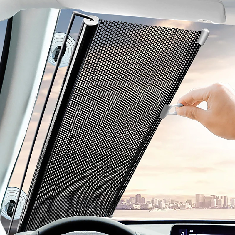 Automatische Rollladen Auto Sonnenschutz schwarze Punkte Wärme isolierung  UV-Schutz Auto Windschutz scheibe Vorhänge Schatten Autozubehör - AliExpress