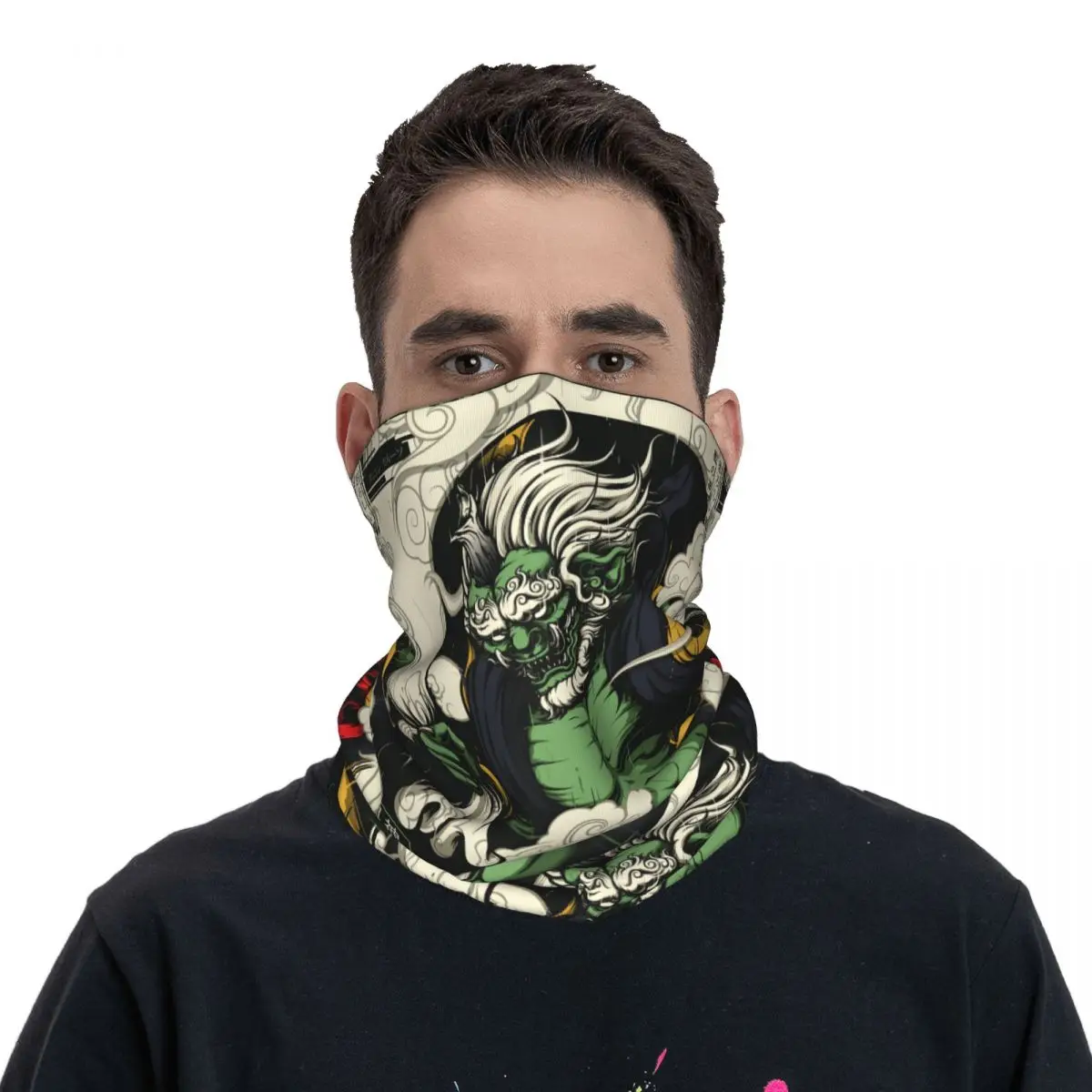

Japan Samurai Fujin God Of Storm Wind Merchandise Bandana Neck Gaiter Mask Scarf Cool Fishing Face Mask for Men Women Windproof