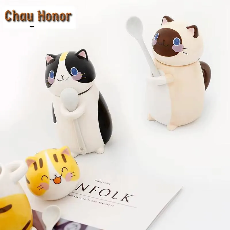 Creative Cute Cat Coffee Mug Hot Chocolate Cup Afternoon Tea Mug Fruit Juice Milk Jug Master Office Water Cup Drinkware Gift