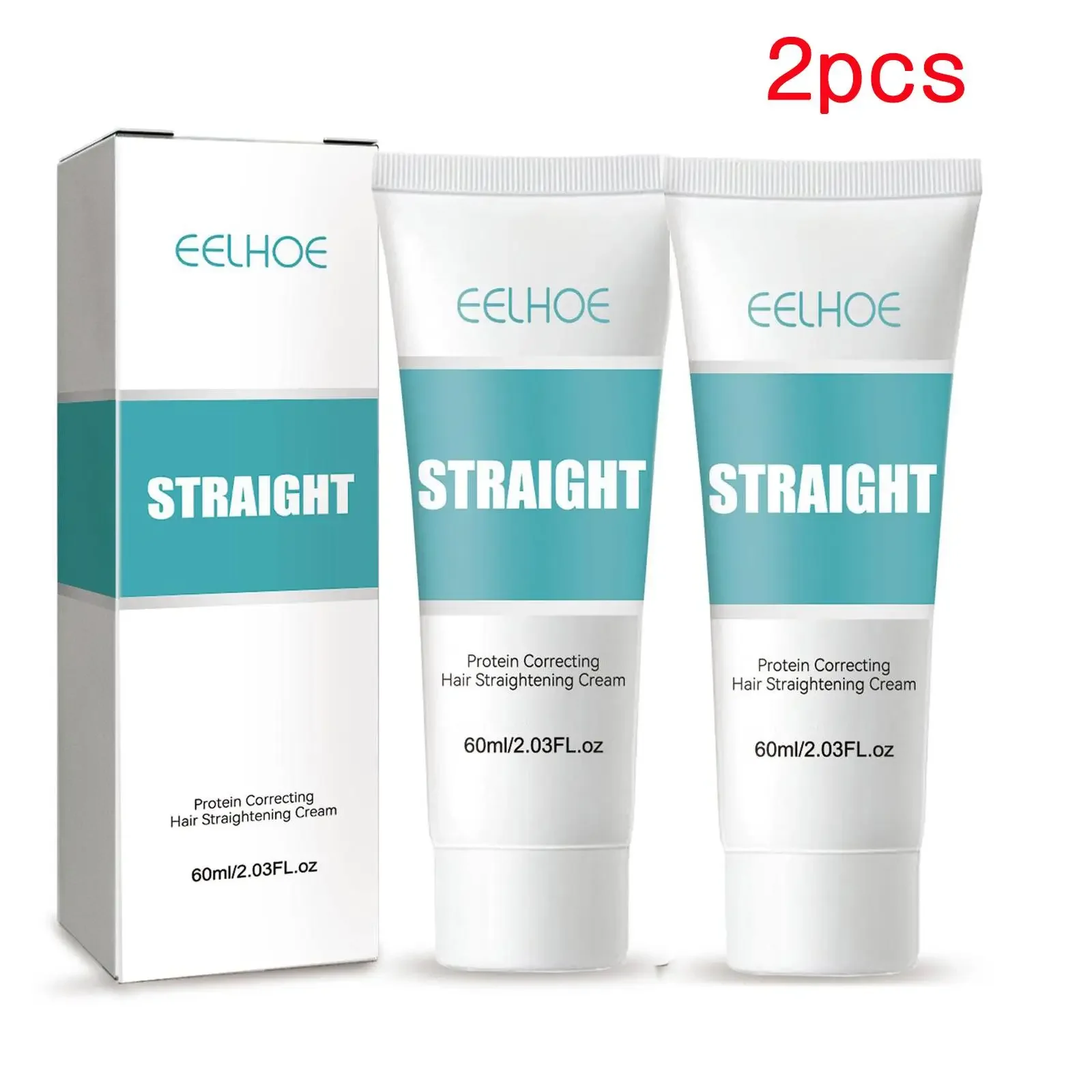 2pcs 60ml Keratin Hair Straightening Cream,Damaged Hair Treatment,Smoothing Protein Correction Cream,Faster Straightening