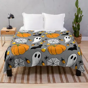 Halloween Kürbis Geisterdecke Warm Plüsch Überwurf Flauschige Tagesdecke  Schal Bett Sofa Flanell Fleece Decken Flauschig Weich Gemütlich Thermo