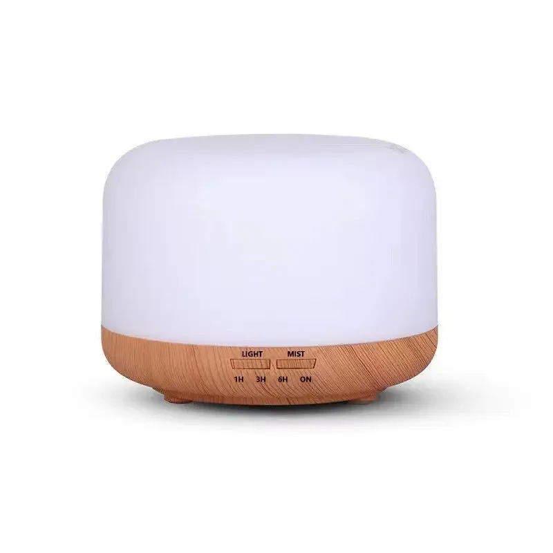 500ML Wood Grain Aroma Diffuser & Humidifier with Colorful Night Lights, USB Essential Oil Diffuser, Mini Air Humidifier