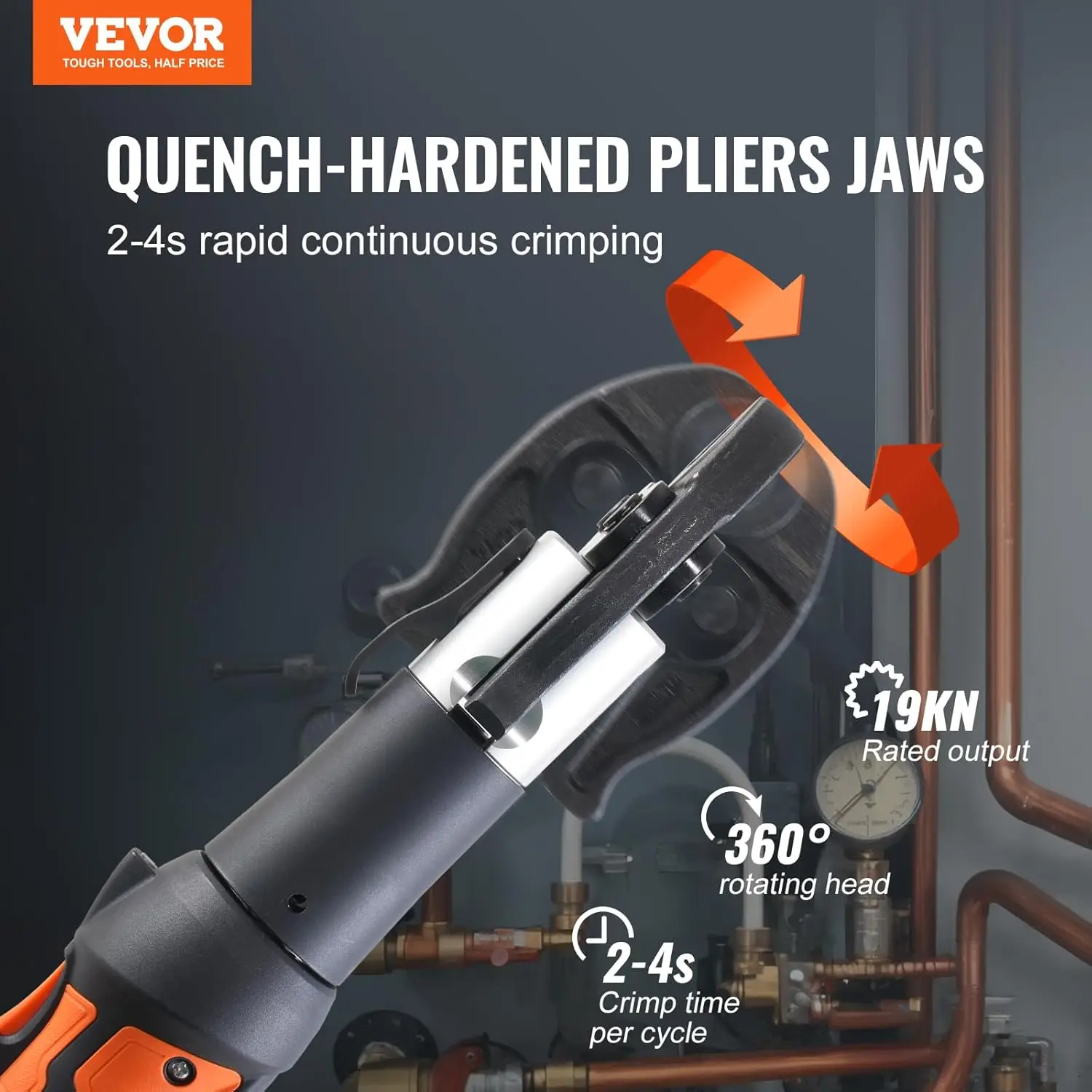 2025-hotMini ProPress Tool, 18V Electric Pipe Crimping Tool for 1/2", 3/4", 1" Copper Pipes, Press Tool Kit with 3 Pro Press Jaw