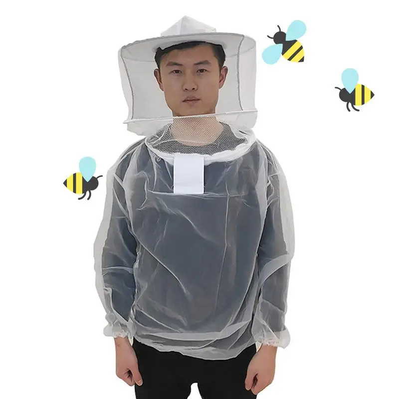

Beekeeping Suit Jacket Professional Beekeeping Suit Pull Over Smock with Veil Beekeeping Suit Jacket with Fencing Veil Hood
