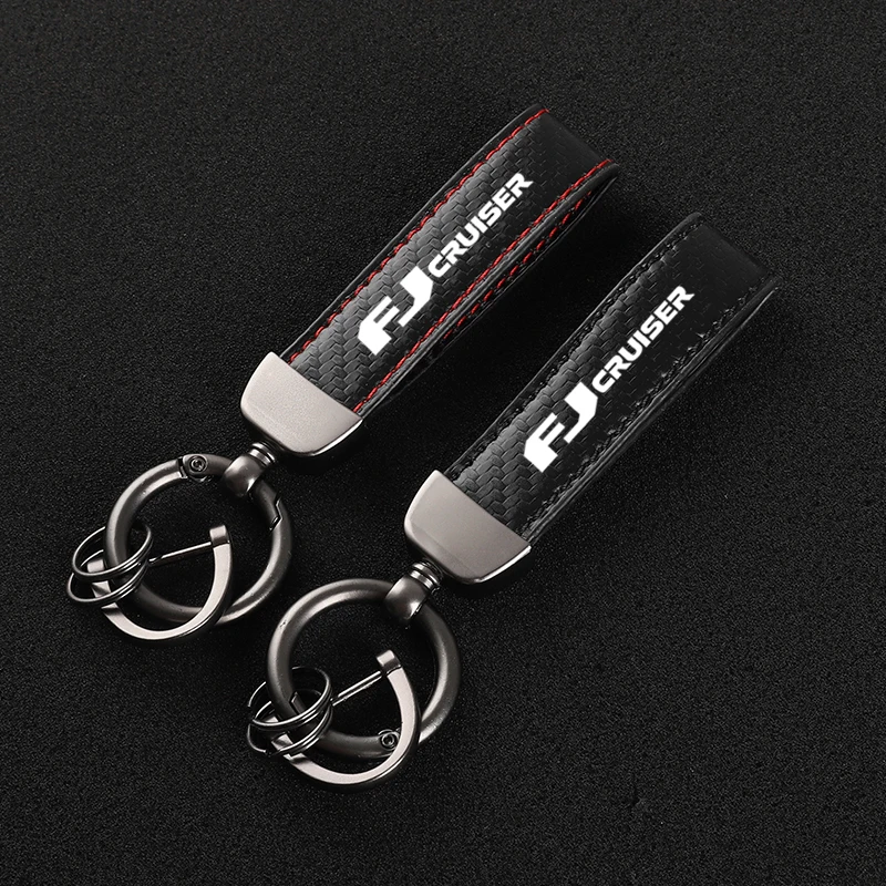 

Leather car keychain Horseshoe Buckle Jewelry for Toyota FJ Cruiser car Accessories with logo