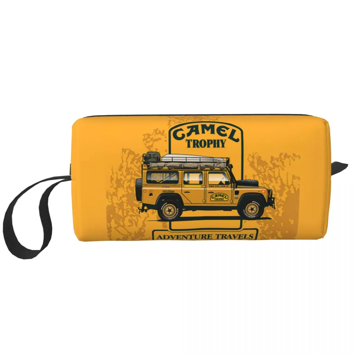 

Camel Trophy Defender 110 Makeup Bags Yellow Car Men Cosmetic Bag Fashion Travel Makeup Organizer Case