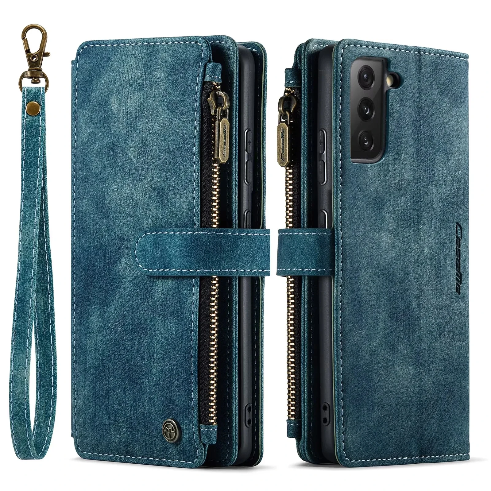 Elegant PU Leather Wallet Case with Card Holder and Strap, Book Flip Design