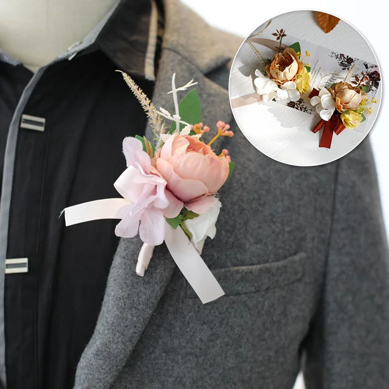 

Rose Flower Bridal Bridesmaid Brooch Bridesmaid and Groomsman Wedding Wrist Flower Party Marriage Breast Flower Accessory