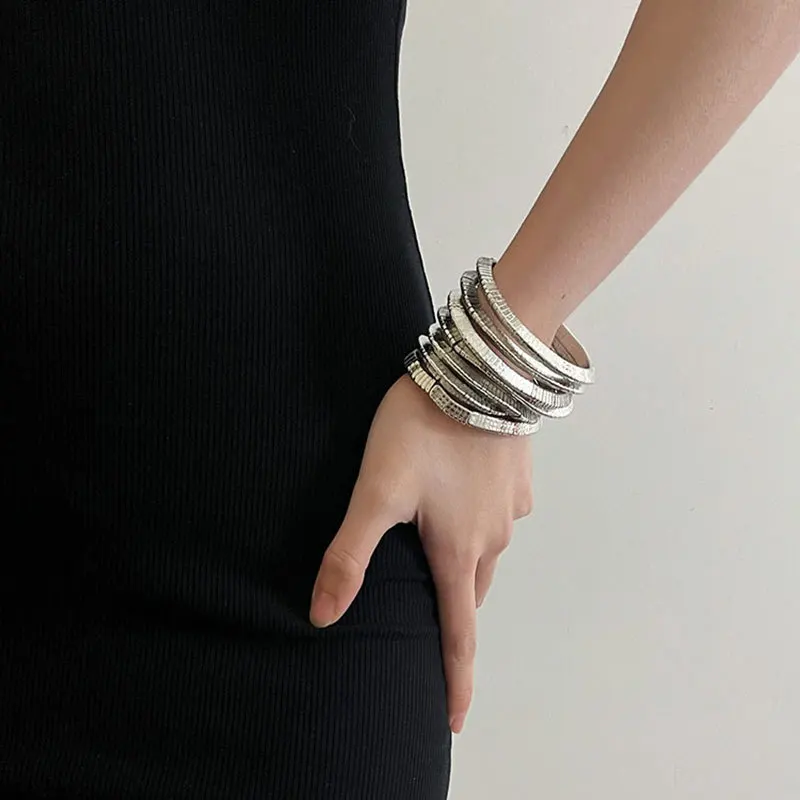 Modern Jewelry  Popular Design Multi Layers Metal Stretch Bracelets For Women Party Gifts Fine Accessories 2024 Trend New