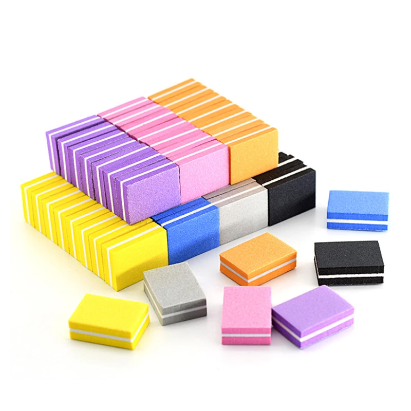 

Mini Sponge Nail File Blocks 100/180 Colorful Sandpaper Polishing Sanding Buffer Strips Double-sided Manicure Tools 50pcs/lot