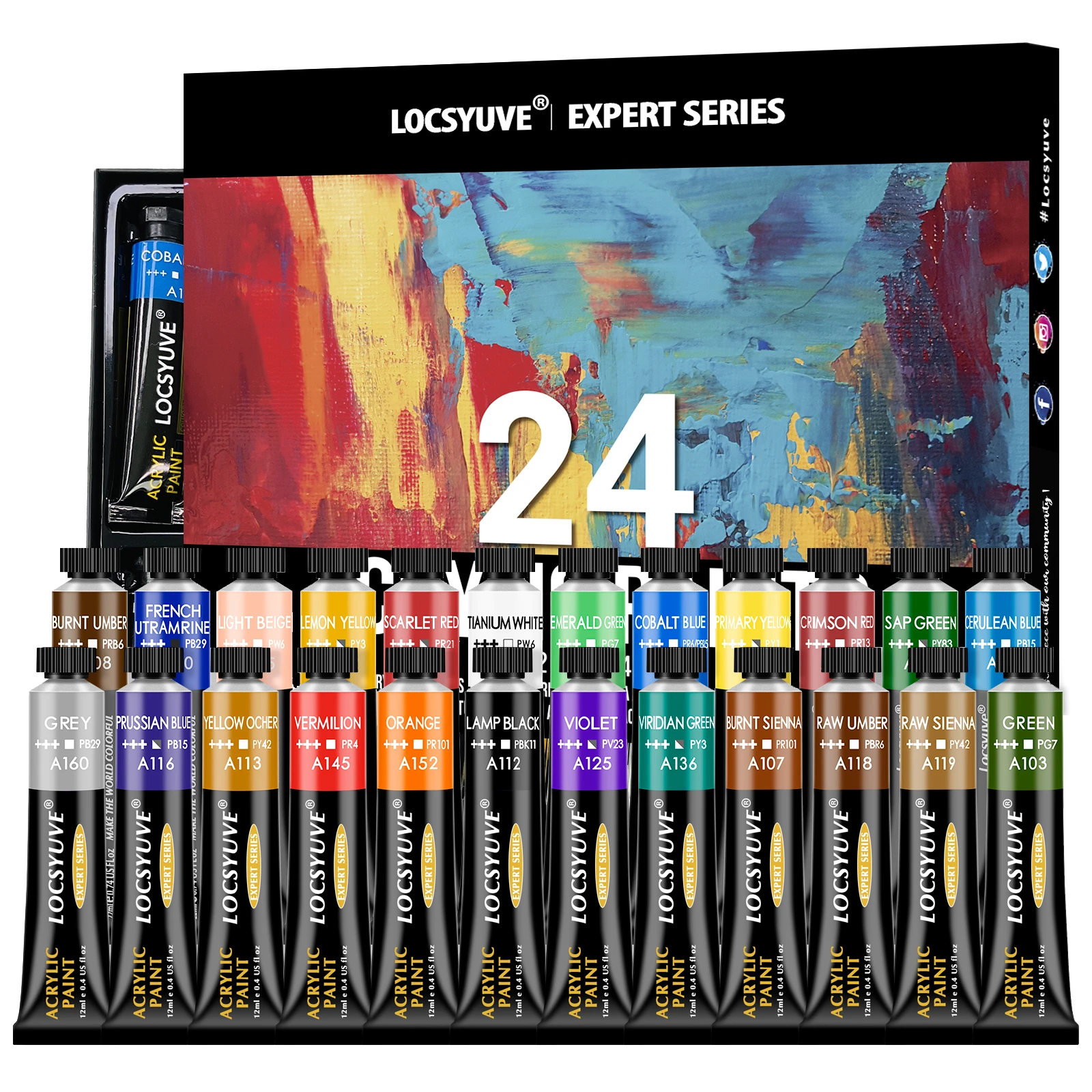 maak een foto Rondlopen Binnenwaarts Locsyuve Acryl Verf 12/24 Kleuren 12Ml Tube Acrylverf Set, Verf Voor Stof,  Kleding, Schilderen, rijke Pigmenten Voor Kunstenaars|Acrylverf| -  AliExpress