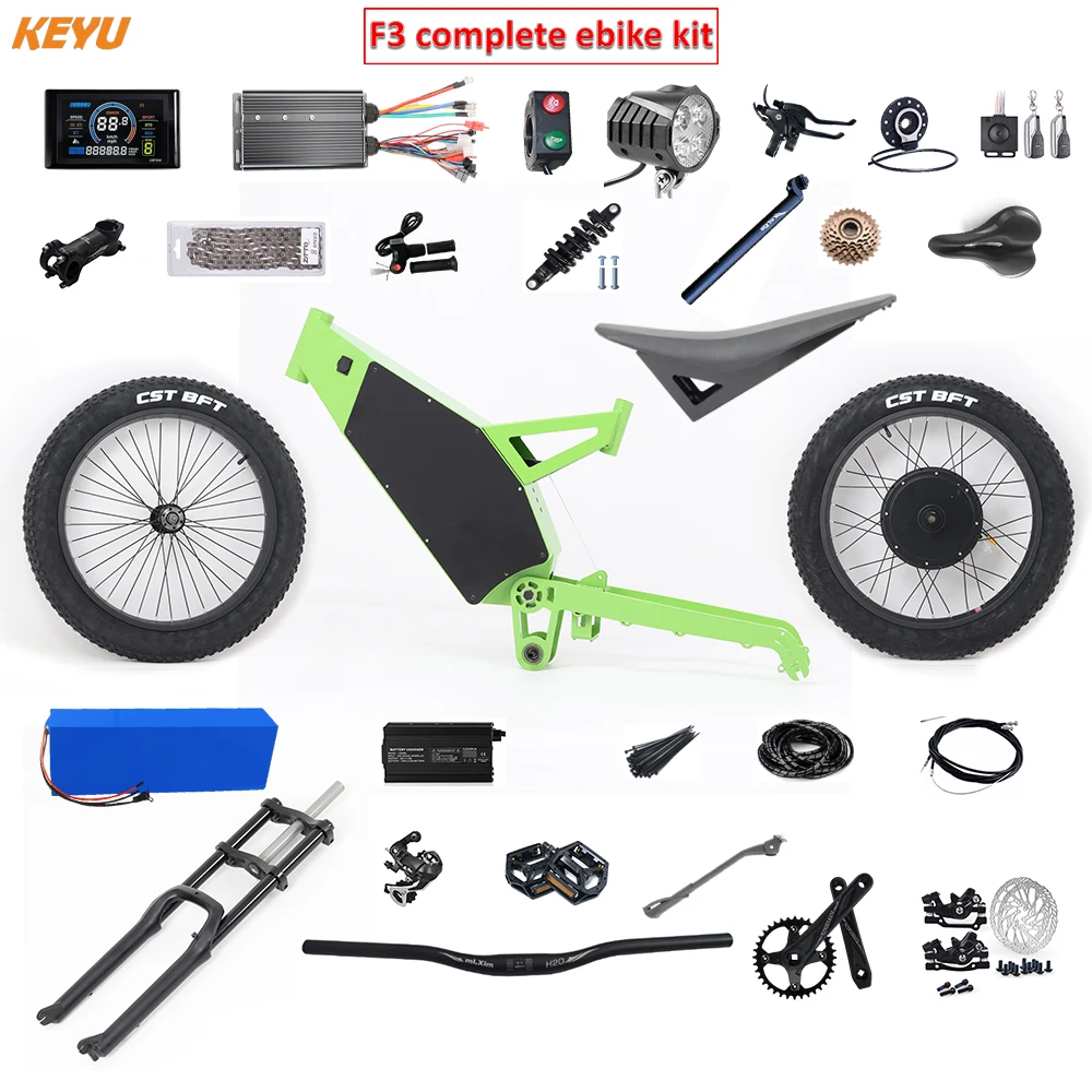 KEYU F3 enduro ebike kit 60V 3000W Electric motorcycle Complete ebike kit conversion electric bike stealth bomber frame