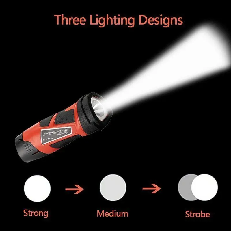 LED Work Light Flashlight For Milwaukee M12 12V Li-Ion Battery Torches Lamp Floo