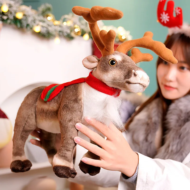 Simulation Reindeer Plush Toy Christmas Deer Plushies Doll Xmas Elk Soft Toys Merry Christmas New Year Decor Best Gifts For Kids