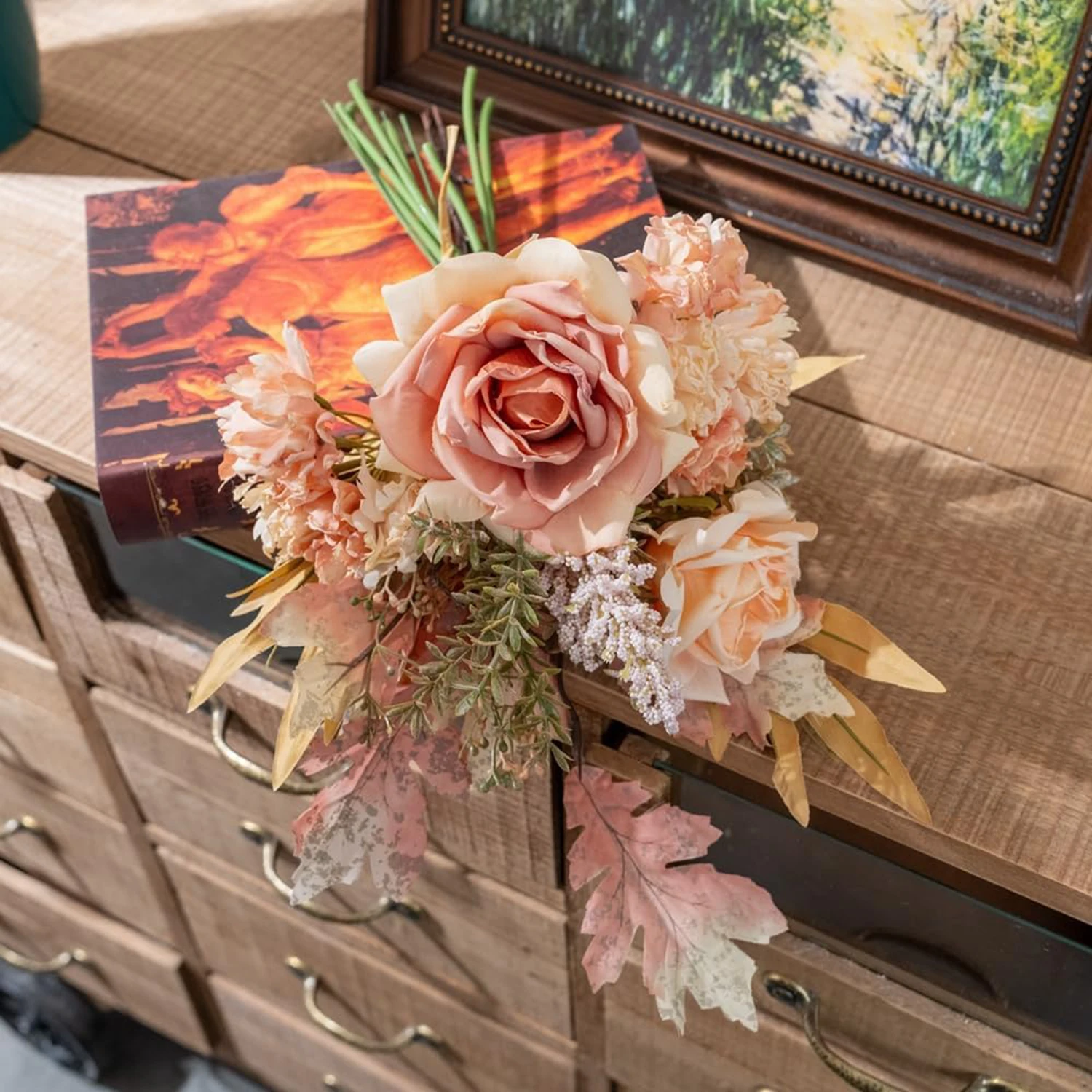 Künstliche Blume Seide Hortensien Rose Eukalyptus Kombination Brautstrauß Hochzeit Zuhause Vase Tisch DIY Geschenkbox Sammelalbum Dekor – Detail 5