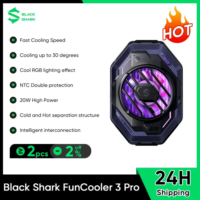 

Black Shark FunCooler 3 Pro with RGB Light Global Version Fast Cooling Fan Cooler Support APP Control ICE Dock for Android / iOS