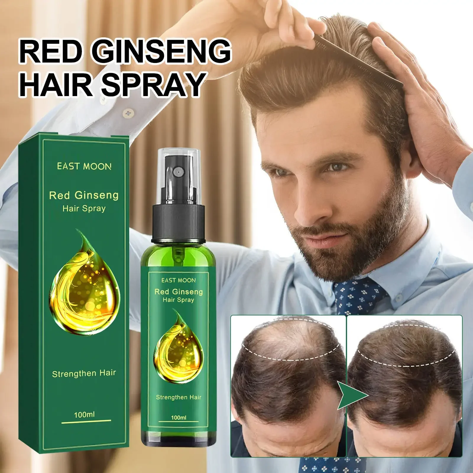 

Sdotter 100ml East Moon Dense Hair Spray Anti-Hair Loss Solid Hairs Moisturizing Strong Thick Hair Scalp Massage Repair Hair Roo