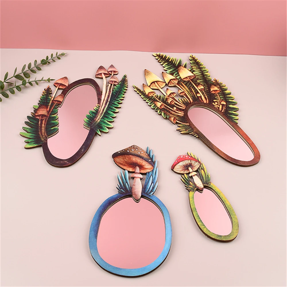 Wooden Forest Mirror Floral Oval Wall Holiday Decoration For Living Room Bedroom Entryway Bathroom Hanging Home Decor