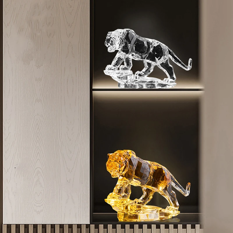 Acrylic Crystal Tiger Statue, Home Office Desktop