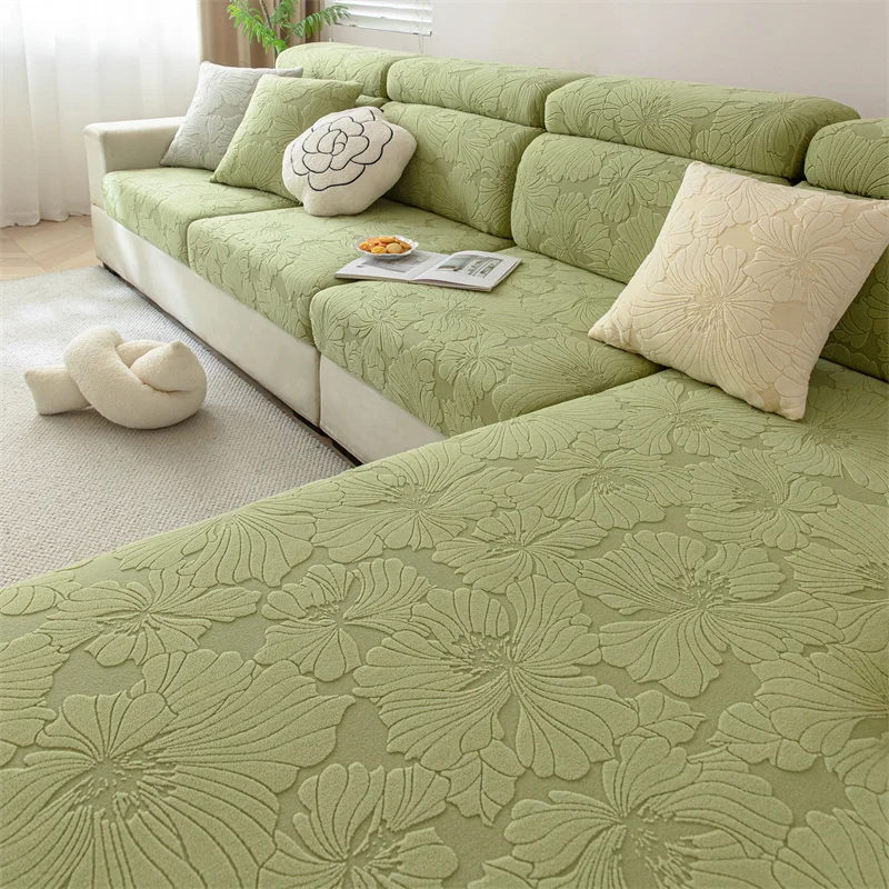 Polar Fleece Flower Jacquard Sofa Cover Is Soft and Comfortable for All Seasons, Anti-Cat Scratch Breathable Sofa Cover 5